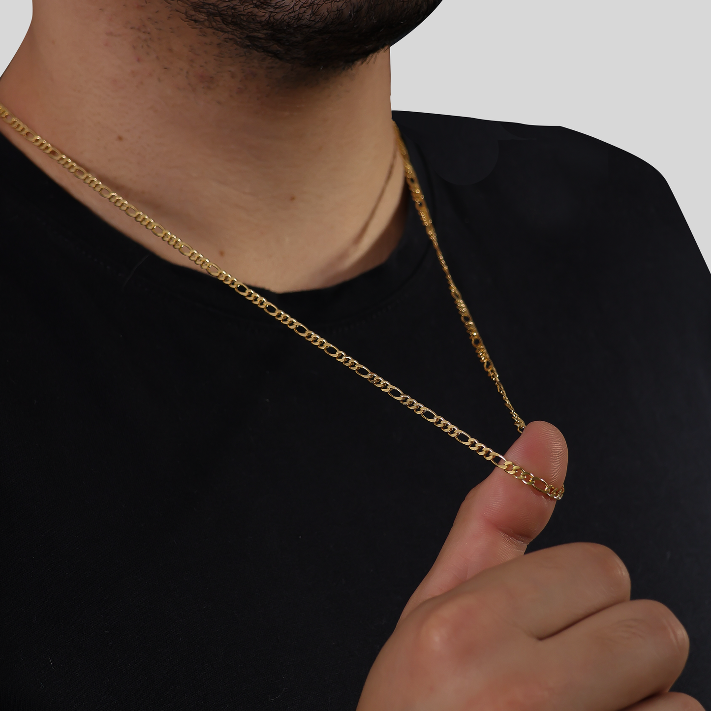 Corrente Dourada Masculina Elo 3 por 1 - 3mm
