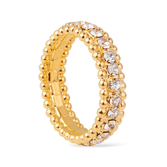 Anel Dourado Cravejado de Zircônia