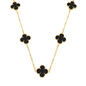 Colar Dourado 5 Trevos Preto