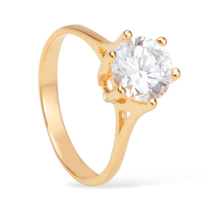 Anel Dourado com Pedra Zircônia