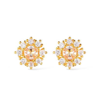 Brinco Dourado Glamour Pedras de Zircônia