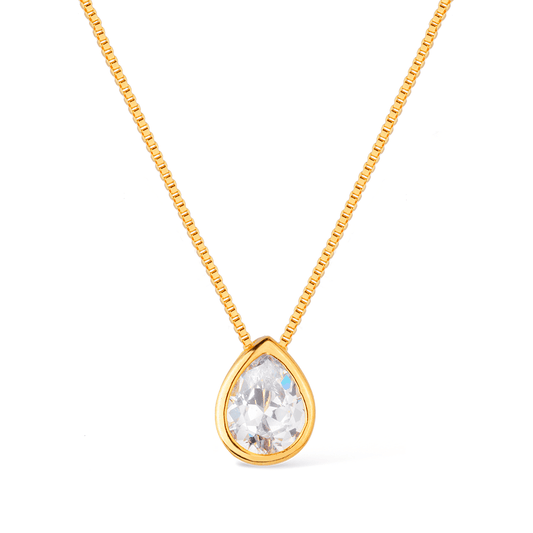 Colar Dourado de Gota em Zircônia