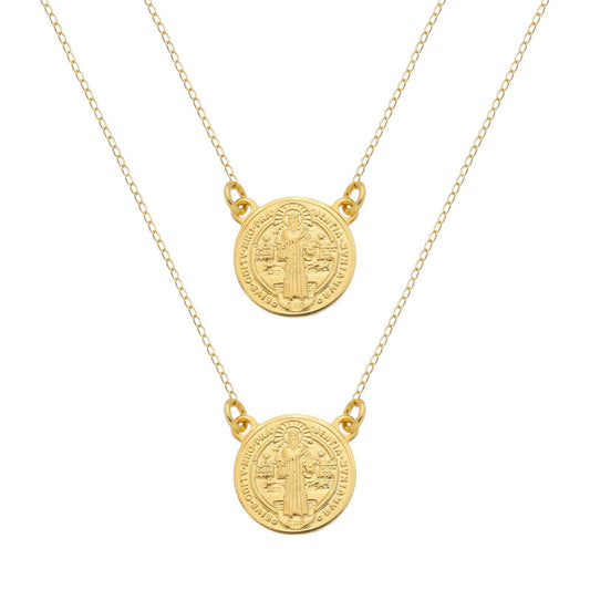 Escapulário Dourado Masculino Redondo São Bento